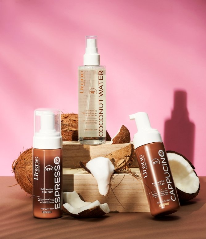LIRENE PERFECT TAN - Spuma autobronzanta pentru corp cu apa organica de cocos ESPRESSO, 150ml