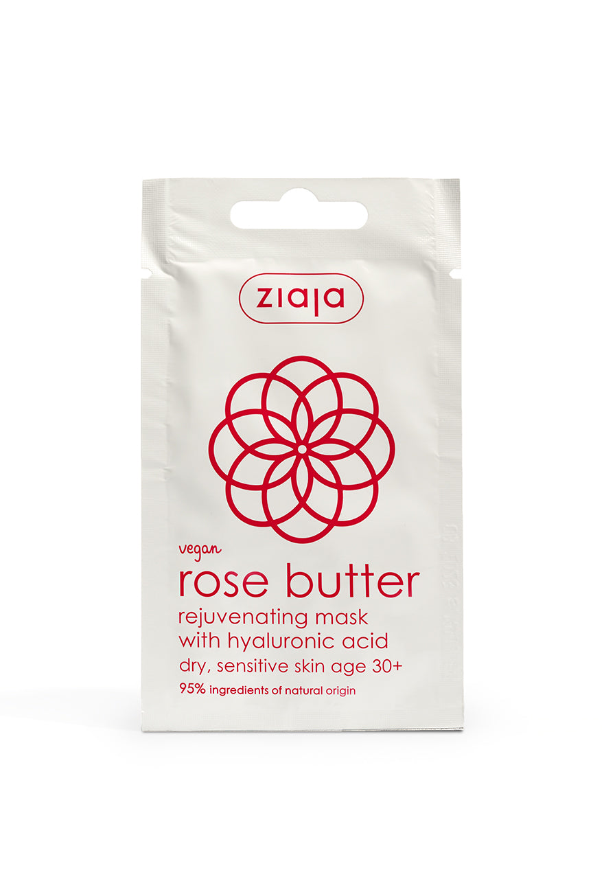 Ziaja Rose Butter - Masca reintinerire cu acid hialuronic 30+ pentru fata, 7 ml
