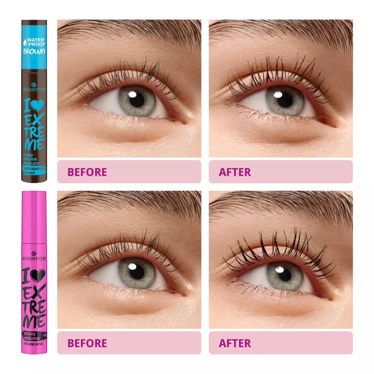 essence - Mascara I LOVE EXTREME crazy volume mascara waterproof brown 01 - Cozy Brown