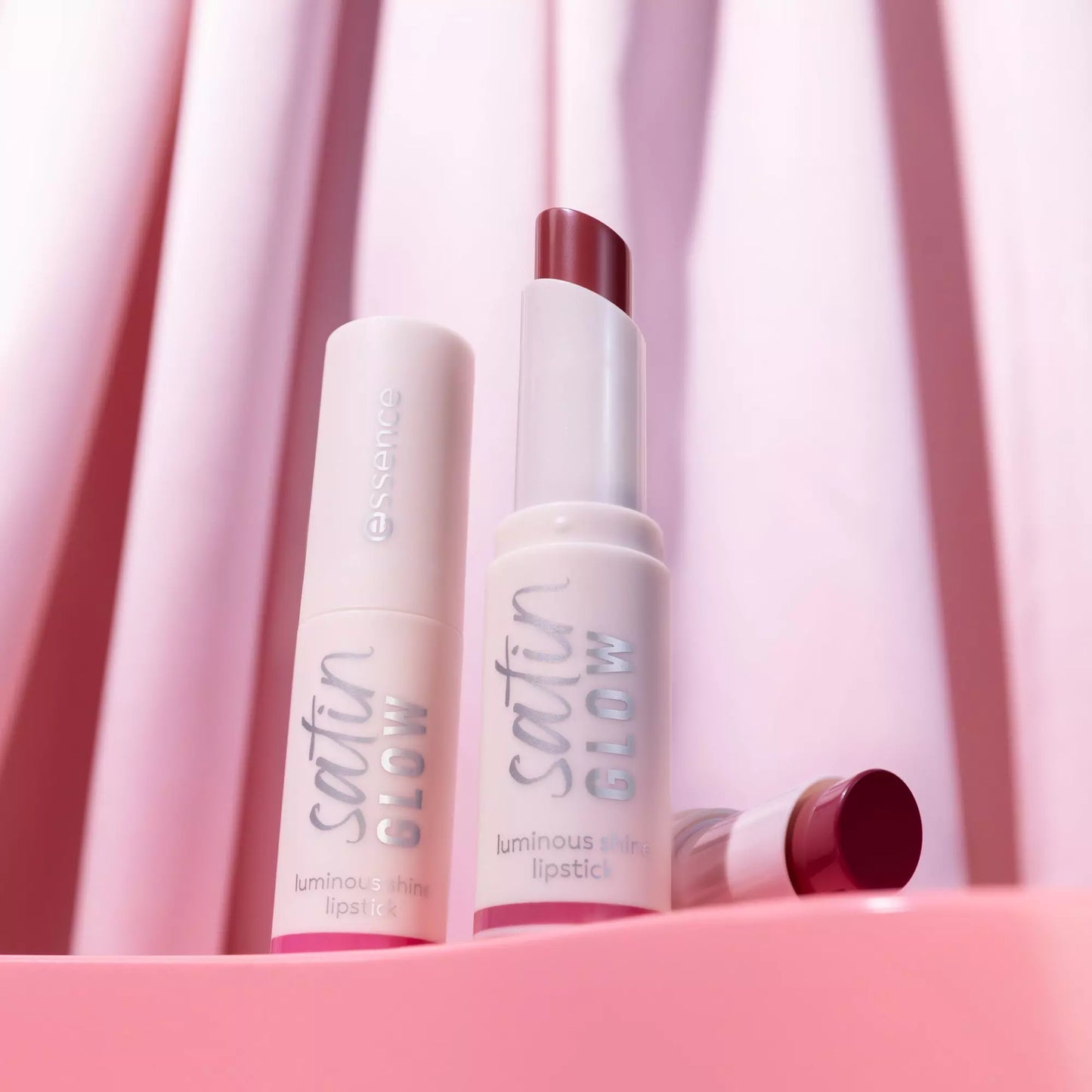 essence satin GLOW luminous shine lipstick 01